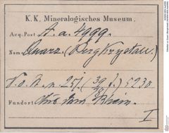 Etiketten zu Quarz (Bergkristall) (NHMW-MIN-Aa4999)